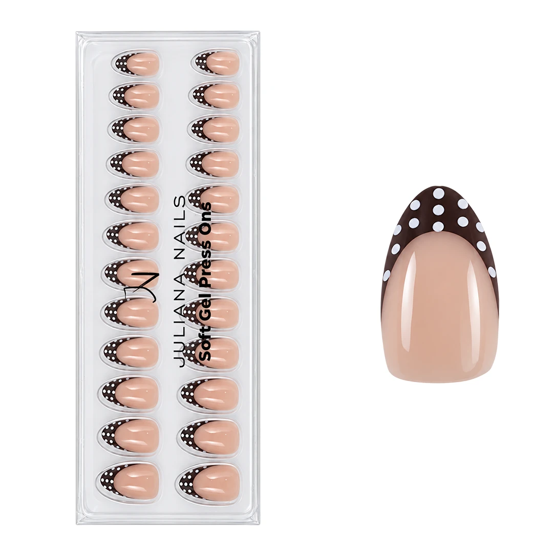 Soft Gel Press Ons – Polka Dot French