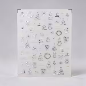5D Nagelsticker Weihnachten Weiß Silber Modern