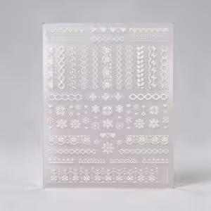 5D Nagelsticker Winter Zopfmuster Weiß
