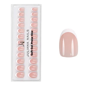 Juliana Nails Soft Gel Press Ons – French Affair (Short, Round) (TP400128) – Soft Gel Press-On Tips (Studioqualität für zuhause &